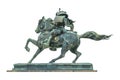 Samurai Warrior Riding Horse Sculpture Isolated Photo