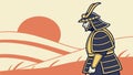 Samurai Warrior Silhouette in Sunset Landscape, vector design Generative AI Royalty Free Stock Photo