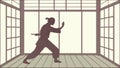 Samurai Warrior Silhouette Training Vector, vector design Generative AI Royalty Free Stock Photo