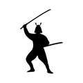 Samurai Warrior Silhouette on white background. Royalty Free Stock Photo