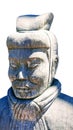 Samurai Warrior Statue cut-out on white Royalty Free Stock Photo