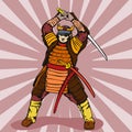 Samurai warrior striking