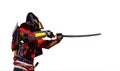 Samurai warrior with sword , isolated on the white background.