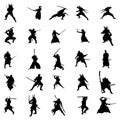 Samurai warriors silhouette set Royalty Free Stock Photo
