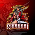 Samurai woman esport logo mascot design.