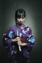 Samurai woman with katana sword Royalty Free Stock Photo