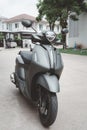 Samut Prakan - July 29, 23: New auto motorcycle. Yamaha, model Yamaha Grand Filano Hybrid Connected 2023. Modern classic style and