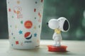 Samut Prakan, Thailand - August 17, 2020 : Celebrating 70 years of Chester`s X Snoopy, a snoopy mug with drinks is only 129 baht