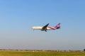 Samut Prakan, THAILAND - December 30, 2019: Airplane of Thai Airways airlines on approach for landing at Suvarnabhumi Internationa