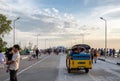 Samut Prakan,Thailand - Jan 03 2017 : Tourists travel to feeding seagulls at bang pu