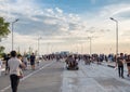 Samut Prakan,Thailand - Jan 03 2017 : Tourists travel to feeding seagulls at bang pu