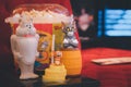 Samut Prakan, Thailand - July 7, 2020 : Set of bucket popcorn and glass to promote the movie of Tom and Jerry. Advertising Major