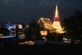 Night time of the most important place of worship When Phra Samut Chedi.