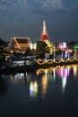 Twilight time of the most important place of worship When Phra Samut Chedi.