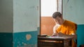 Samut Prakan, Thailand, October 13: unidentified monk Thailand t