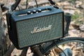 Samut Sakhon, Thailand March 16, 2023: Marshall speaker, Marshall kilburn 2 bluetooth speaker popular speaker on natural