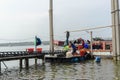 Samut Sakhon, Thailand-November 8, 2020: Foreign workers working in fishing boats in Samut Sakhon Province And there is an Royalty Free Stock Photo