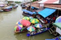 Samut Songkhram, Thailand - August 24, 2019 : Boats in Amphawa floating market