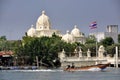 Samut Songkhram, Thailand: Longboat and Mansion Royalty Free Stock Photo