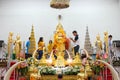 Samut Songkhram, Thailand - Oct 5, 2018 : Buddhists pray at Buddha statue at Phet Samut temple