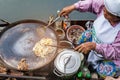 Samut songkram, Thailand - November 11, 2017: cooking food fried - delicious Thai food at Tha Kha floating market