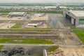 Thai Airways passenger planes park outside the hangar