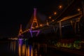 Night Scene Bhumibol Bridge, Bangkok, Thailand Royalty Free Stock Photo