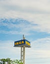 Samutprakarn, Thailand - July 23, 2018 : Ikea Billboard sign over a steel pole, on cloudy blue sky day.