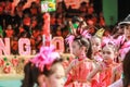 SAMUTSAKORN, THAILAND-December, 26,2019: close up portrait Single of smile child Drum Mayer students parades