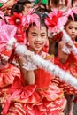 SAMUTSAKORN,-December, 26, 2019: Focus of little portrait child Drum Mayer school students parade