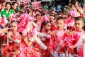 SAMUTSAKORN, THAILAND-December, 26, 2019: Group little portrait child Drum Mayer school students parade