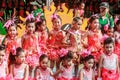 SAMUTSAKORN, THAILAND-December, 26,2019: group of smile child Drum Mayer students parade