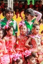 SAMUTSAKORN, THAILAND-December, 26, 2019: groups of smile child Drum Mayer students parades
