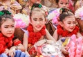 Samutsakorn, THAILAND-January 11, 2020 group little portrait child students dance activity