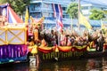 SAMUTSAKORN, THAILAND - JULY Big Boat and Dragon show in Parade candle to temple at Katumban in Samutsakorn, Thailand on July 16,