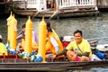 SAMUTSAKORN, THAILAND - JULY 27, Closeup boat Parades in boat Tr