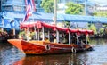 SAMUTSAKORN, THAILAND - JULY Little Boat in Parade candle go to temple at Katumban in Samutsakorn, Thailand on July 16, 2019
