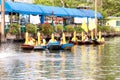 SAMUTSAKORN, THAILAND - JULY 27, Many People in boat Parading Tr