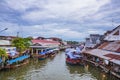 Beautiful view from Amphawa Floating market in holiday time