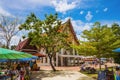 Stalls of Unacquainted Thai local people at Wat Thong Khung Temple at Samut Songkhram Thailand