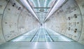 Samyan Mitrtown tunnel. Empty Sci-Fi modern futuristic cyber room with hallway and lights in smart technology and business concept