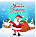 Merry Christmas. Santa Claus cute cartoon for Christmas and New Year background. Vector illustration.