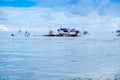 SAN ANDRES, COLOMBIA - OCTOBER 21, 2017: Beautiful view of a fisherman sailing in a boat in San Andres Island during a