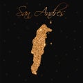 San Andres map filled with golden glitter.
