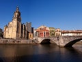 San Anton church and the bridge in the old town of Bilbao, Basque Country, Spain Royalty Free Stock Photo