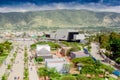 San Antonio de Pichincha, Pichincha, Ecuador - May 29, 2018: Aerial view of the modern building of UNASUR at the enter Royalty Free Stock Photo