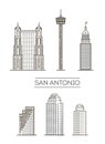 San Antonio, detailed monuments silhouette. Vector illustration Royalty Free Stock Photo