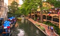 San Antonio river walk patios and trees.