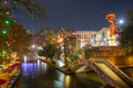 San Antonio River Walk at night, Texas, USA Royalty Free Stock Photo