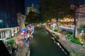 San Antonio Riverwalk restaurants at night Royalty Free Stock Photo